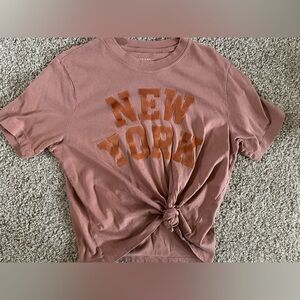 Dusty Rose 'New York' Tie-Front Sweatshirt American eagle top small